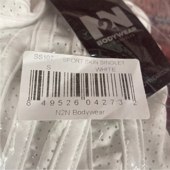 N2N Bodywear Men's Small White Sport Skin Mesh Stretch Singlet Wrestler - NWT - Picture 7 of 7